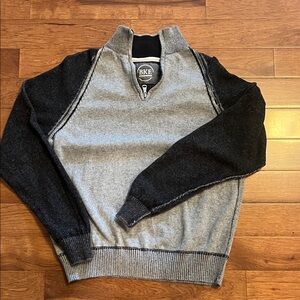 BKE Men's Quarter Zip Sweater in Gray and Black Size L